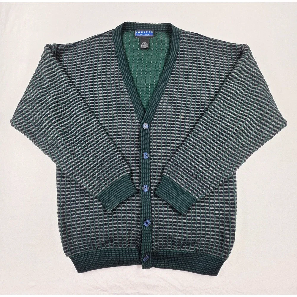 Vintage Jantzen Classics Cardigan Sweater Mens L Grandpacore‎